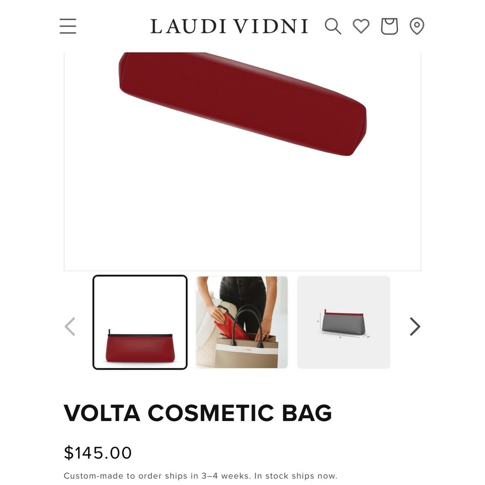 Laudi Vidni Volta Cosmetic Bag Womens Red Croc Embossed Leather Pouch Excellent - Picture 2 of 11